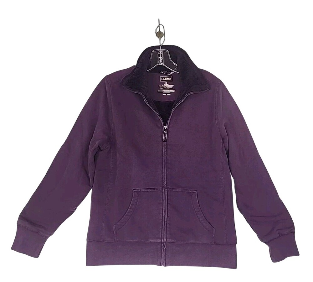 L.L. Bean Women's Jacket Fleece Lined Purple Medium Full Zip #912